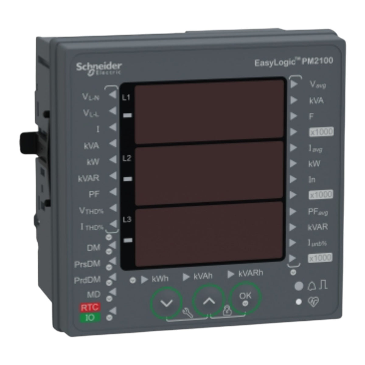 Schneider Electric EasyLogic PM2100 control panel on a white background