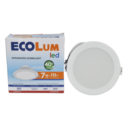 Ecolum 7W LED Downlight Warm White 3000K 220V CDL223107WW Outer Diameter: 113 mm  Cut-out Size: 90mm Depth: 45mm