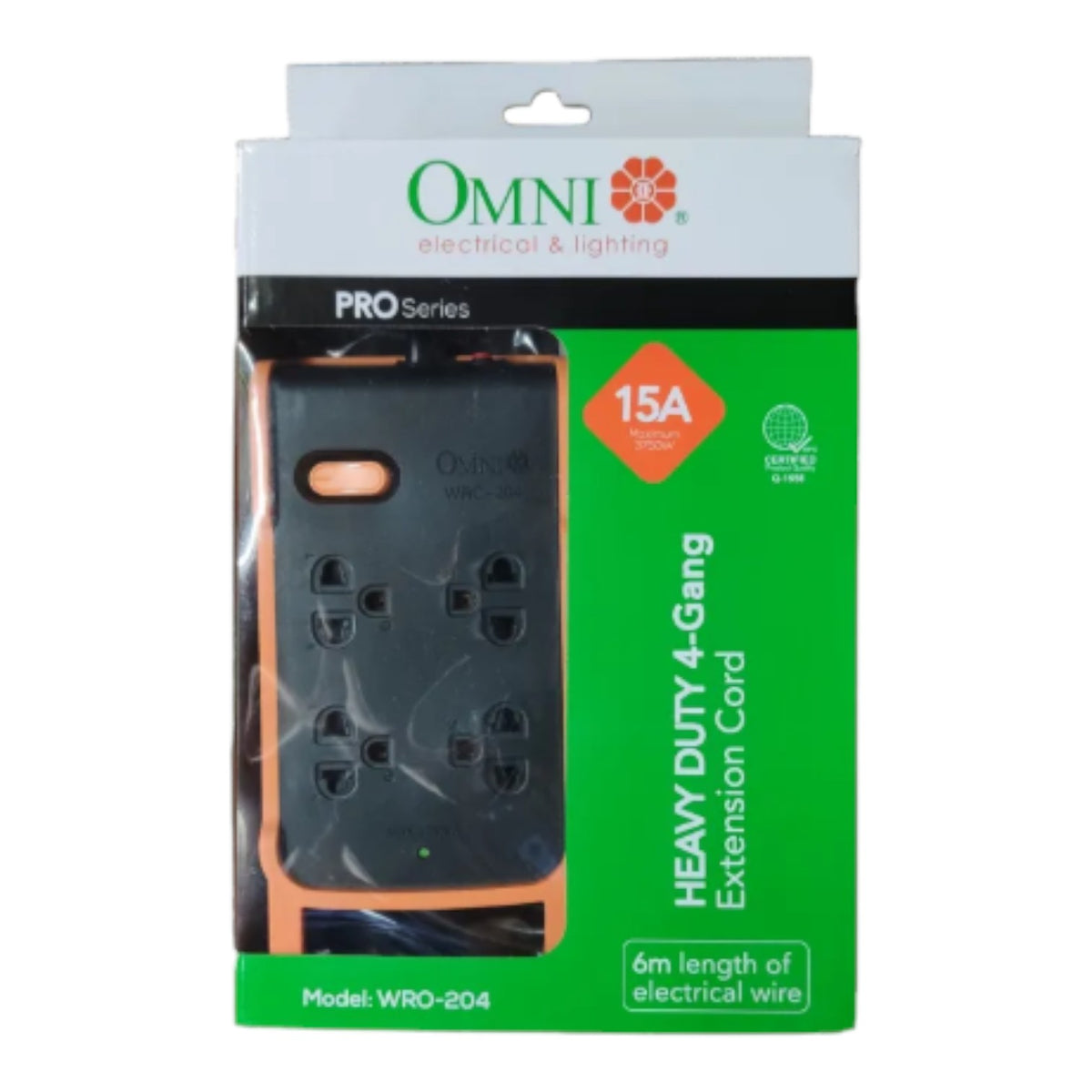 Omni 4 Gang Heavy Duty Extension Cord 6 Meters 15A 250V WRO-204