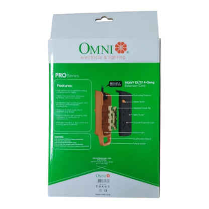 Omni 4 Gang Heavy Duty Extension Cord 6 Meters 15A 250V WRO-204