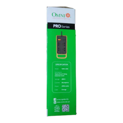 Omni 4 Gang Heavy Duty Extension Cord 6 Meters 15A 250V WRO-204