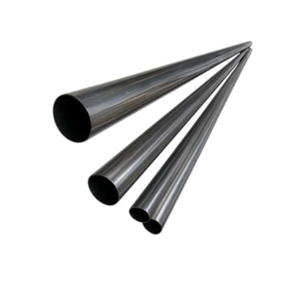 Three dark metallic cylindrical tubes arranged diagonally on a plain white background.