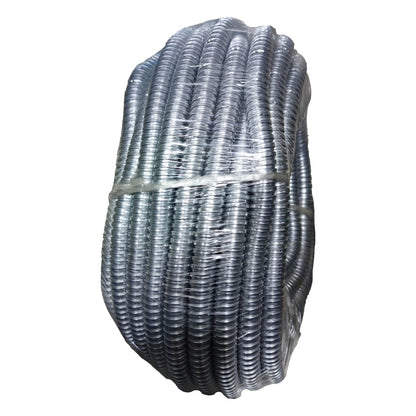Coiled metal wire bundle on a white background