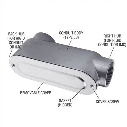 Shieldcon 1 Inch Threaded Conduit Body LB LL LR C Powder Coated Aluminum SMCBD1