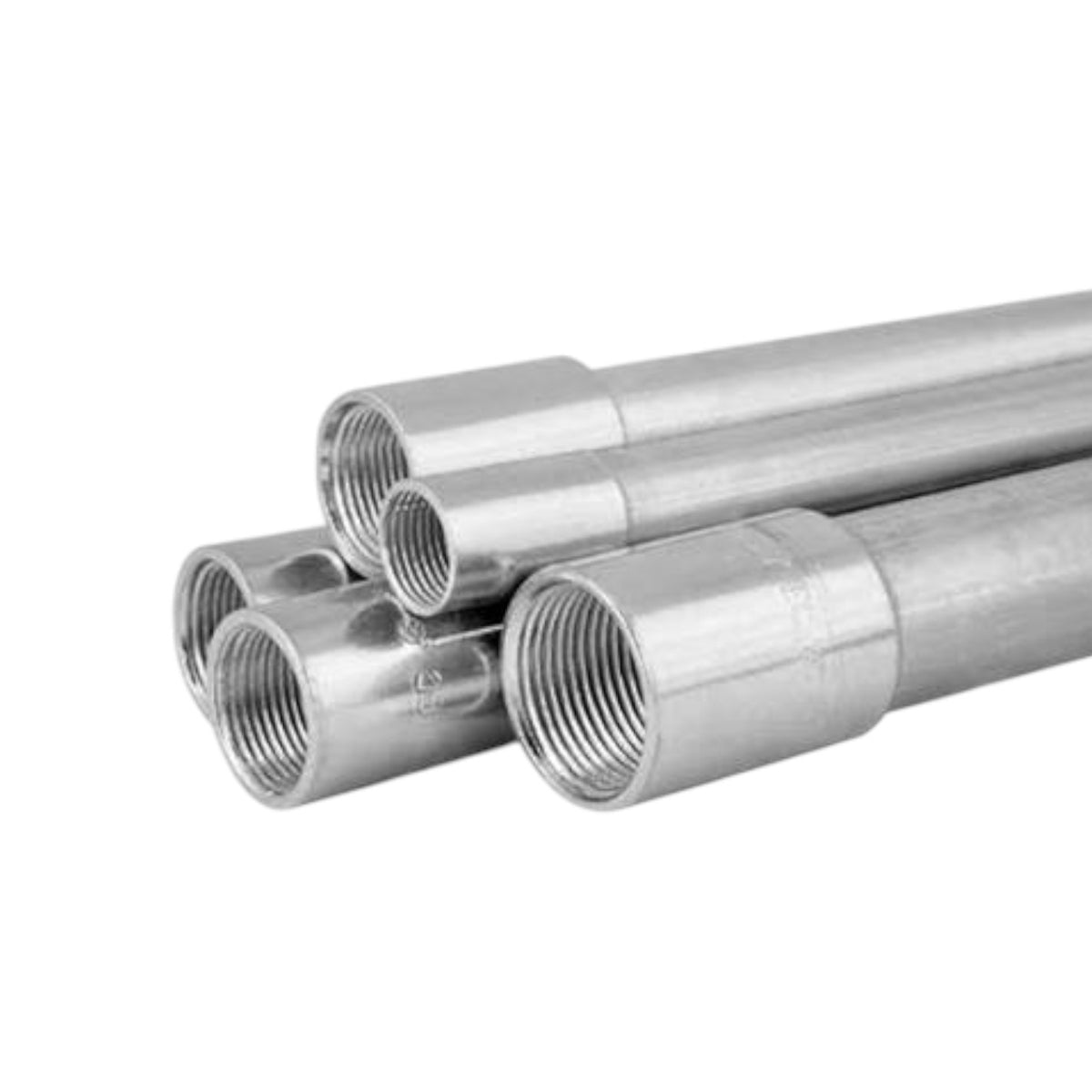 Three metallic threaded pipe couplings or connectors shown on a plain white background.
