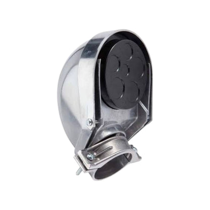 A silver metal duct elbow with a black circular filter element inside, shown on a plain white background.