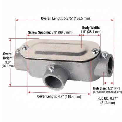 Shieldcon 3 Inches Threaded Conduit Body Tee Powder Coated Aluminum SMCBT3