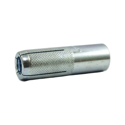 A metallic cylindrical tool adapter with a knurled textured grip and a smooth polished end, shown on a plain white background.