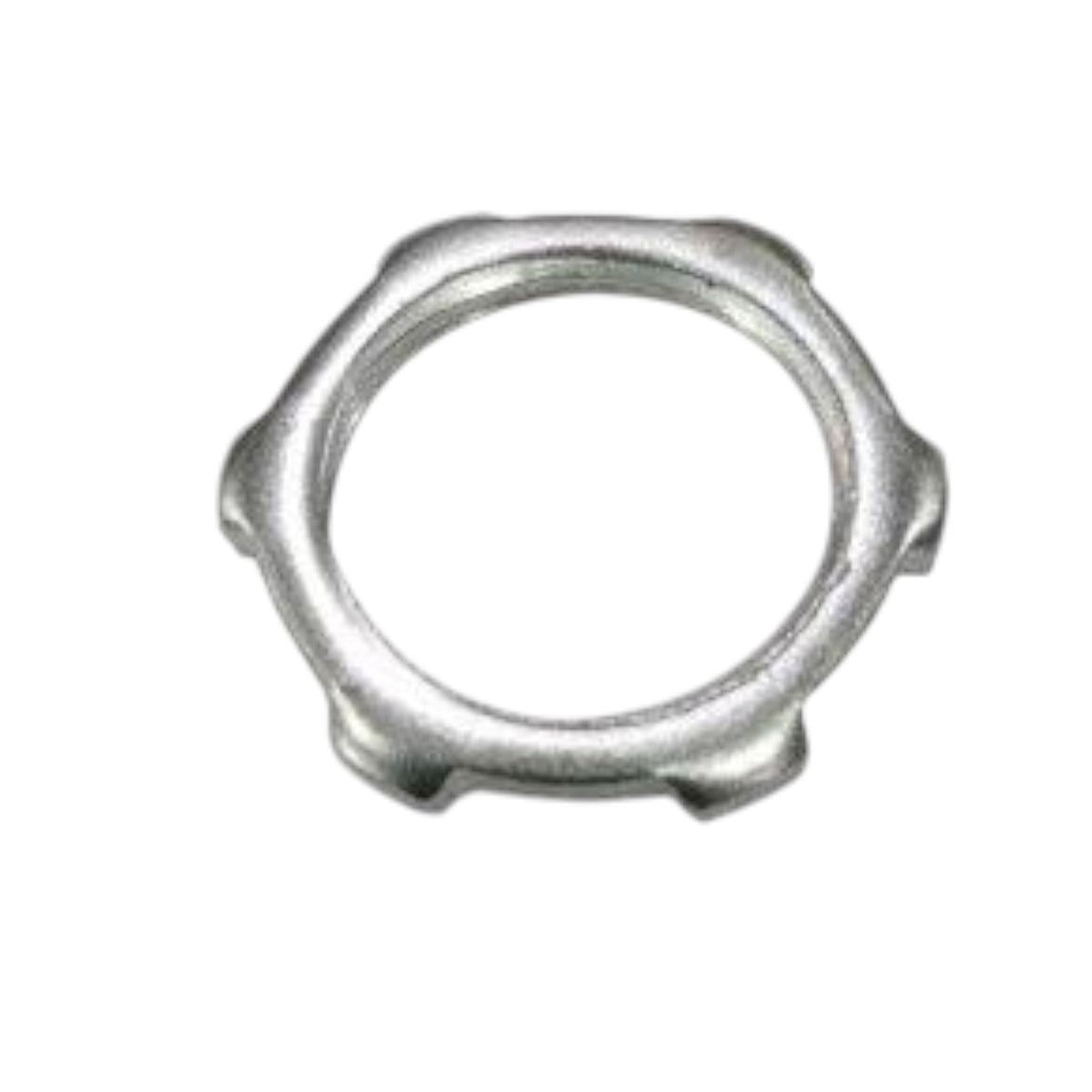 A small silver metal ring-shaped hardware piece with a textured, scalloped outer edge, shown on a plain white background.