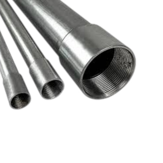 Three metallic threaded pipe couplings or connectors shown on a plain white background.