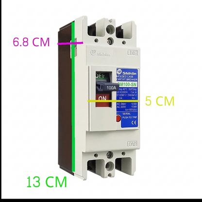 Shihlin 100A 2P Molded Case Circuit Breaker 25 KAIC 220V MCCB BM100SN2P100A