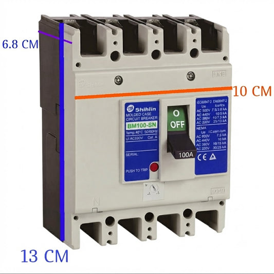 Shihlin 100A 4P Molded Case Circuit Breaker 25 KAIC 220V MCCB BM100SN4P100A