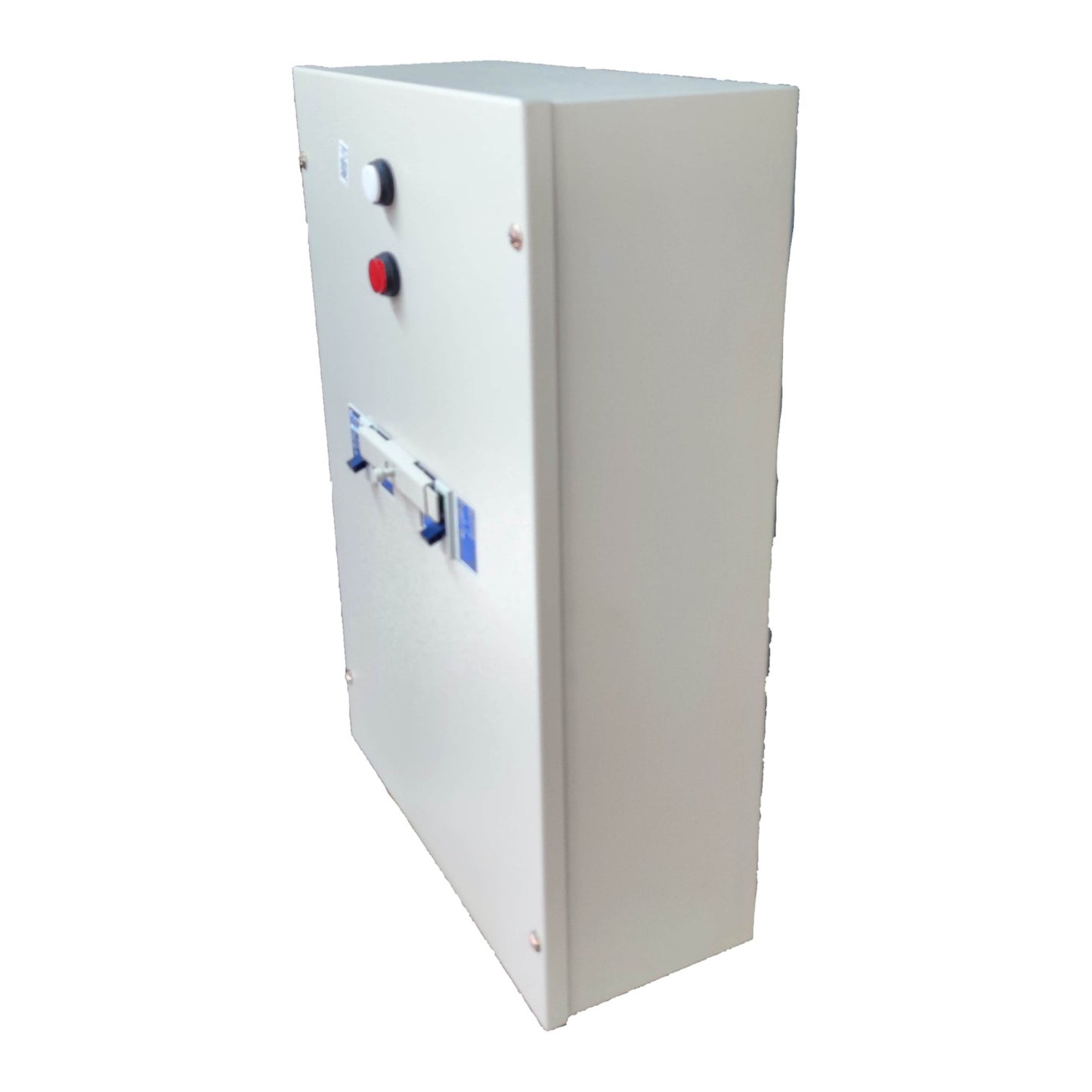 White electrical panel box on a white background