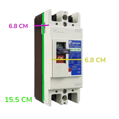 Shihlin 15A 2P Molded Case Circuit Breaker 25 KAIC 220V MCCB BM100HN2P15A