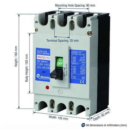 Shihlin 175A 3 Pole 250AF 30kA Industrial Earth Leakage Circuit Breaker ELCB BL250SN-3P175A