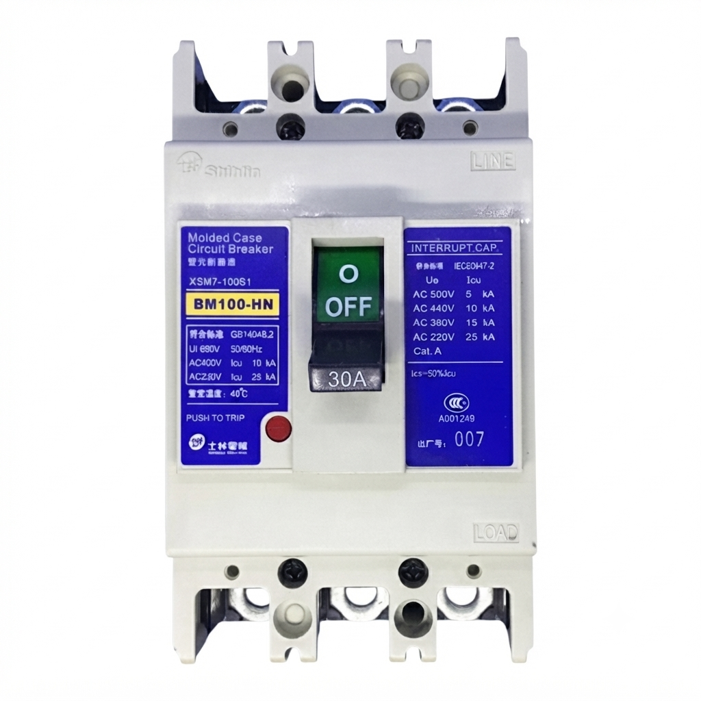 Shihlin 30A 3P Molded Case Circuit Breaker 25 KAIC 220V MCCB BM100HN3P30A