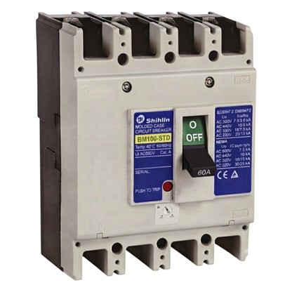 Shihlin 60A 4P Molded Case Circuit Breaker 50 KAIC 220V MCCB BM100STD4P60A