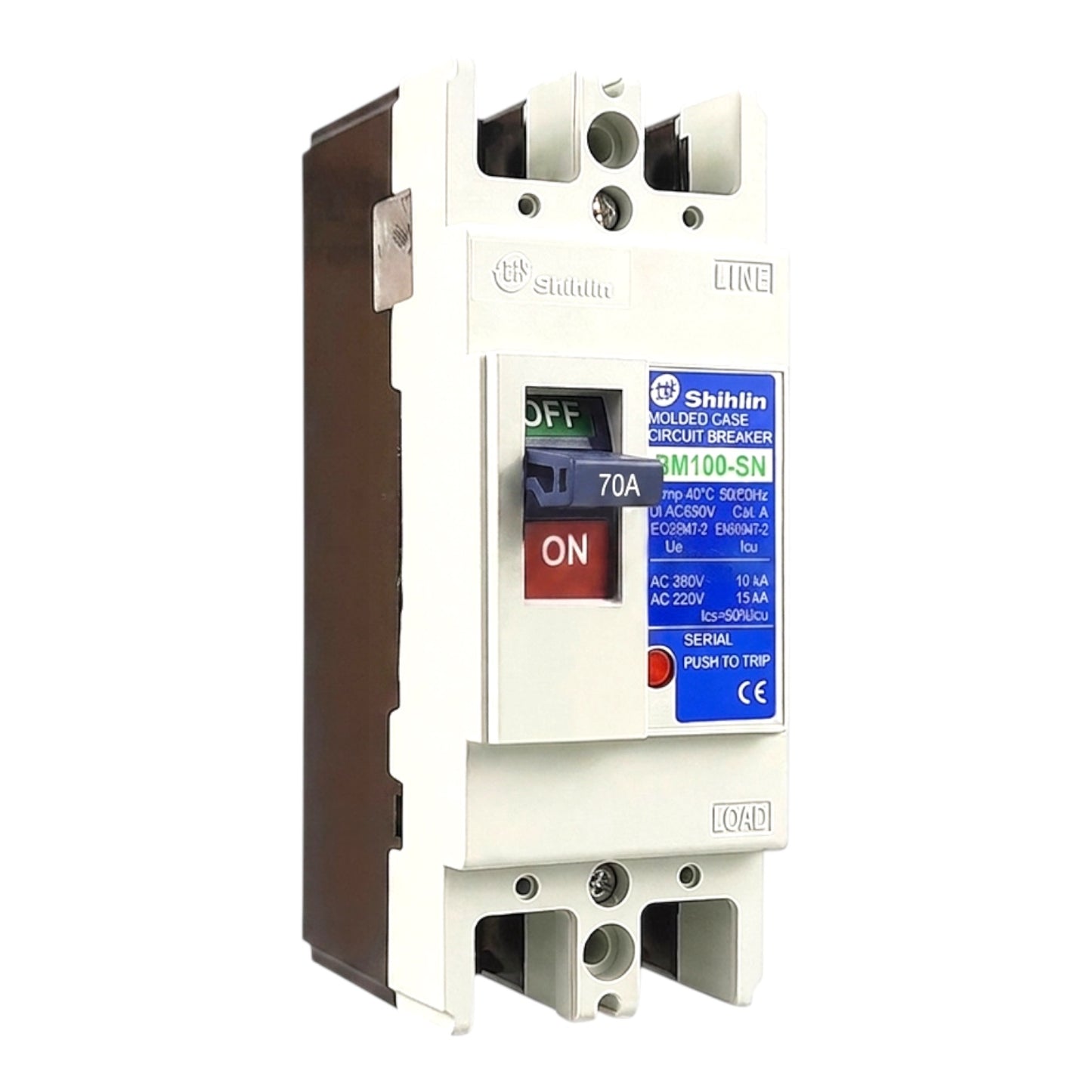 Shihlin 70A 2P Molded Case Circuit Breaker 25 KAIC 220V MCCB BM100SN2P70A