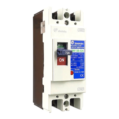 Shihlin 70A 2P Molded Case Circuit Breaker 25 KAIC 220V MCCB BM100SN2P70A