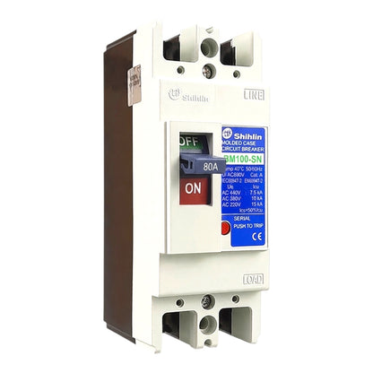 Shihlin 80A 2P Molded Case Circuit Breaker 25 KAIC 220V MCCB BM100SN2P80A