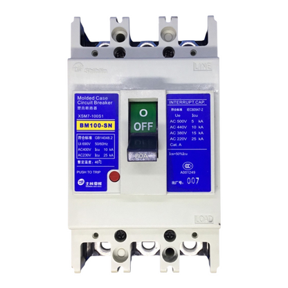 Shihlin 80A 3P Molded Case Circuit Breaker 25 KAIC 220V MCCB BM100SN3P80A