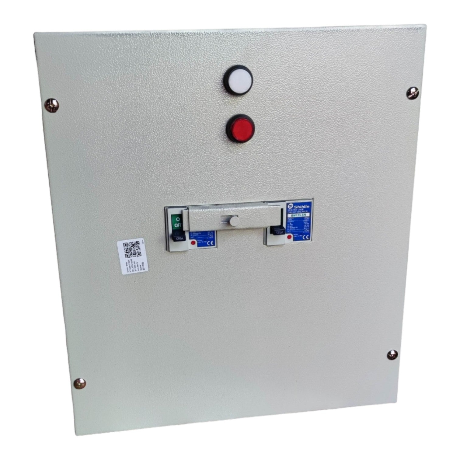Control panel with buttons and a lock on a white background
