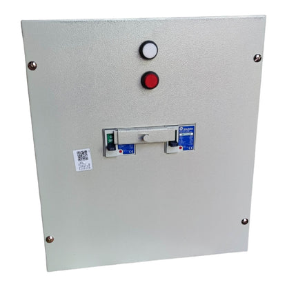 Control panel with buttons and a lock on a white background
