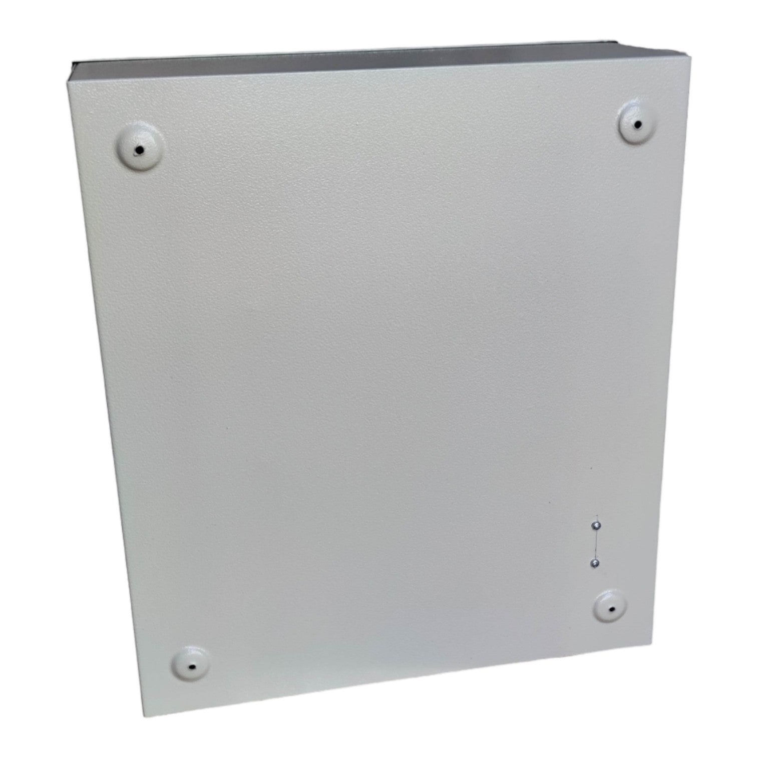 Rectangular metal box with rounded corners on a white background