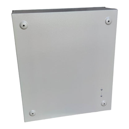 Rectangular metal box with rounded corners on a white background