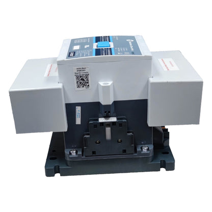 Electrical switchgear with a QR code label on a white background