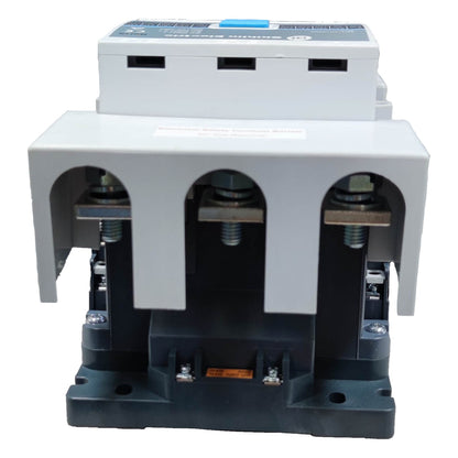 Electrical component with a white and black casing on a white background