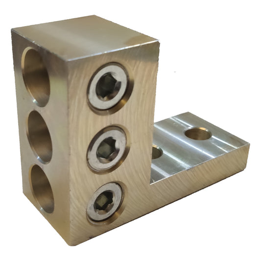 Metal component with multiple holes on a white background