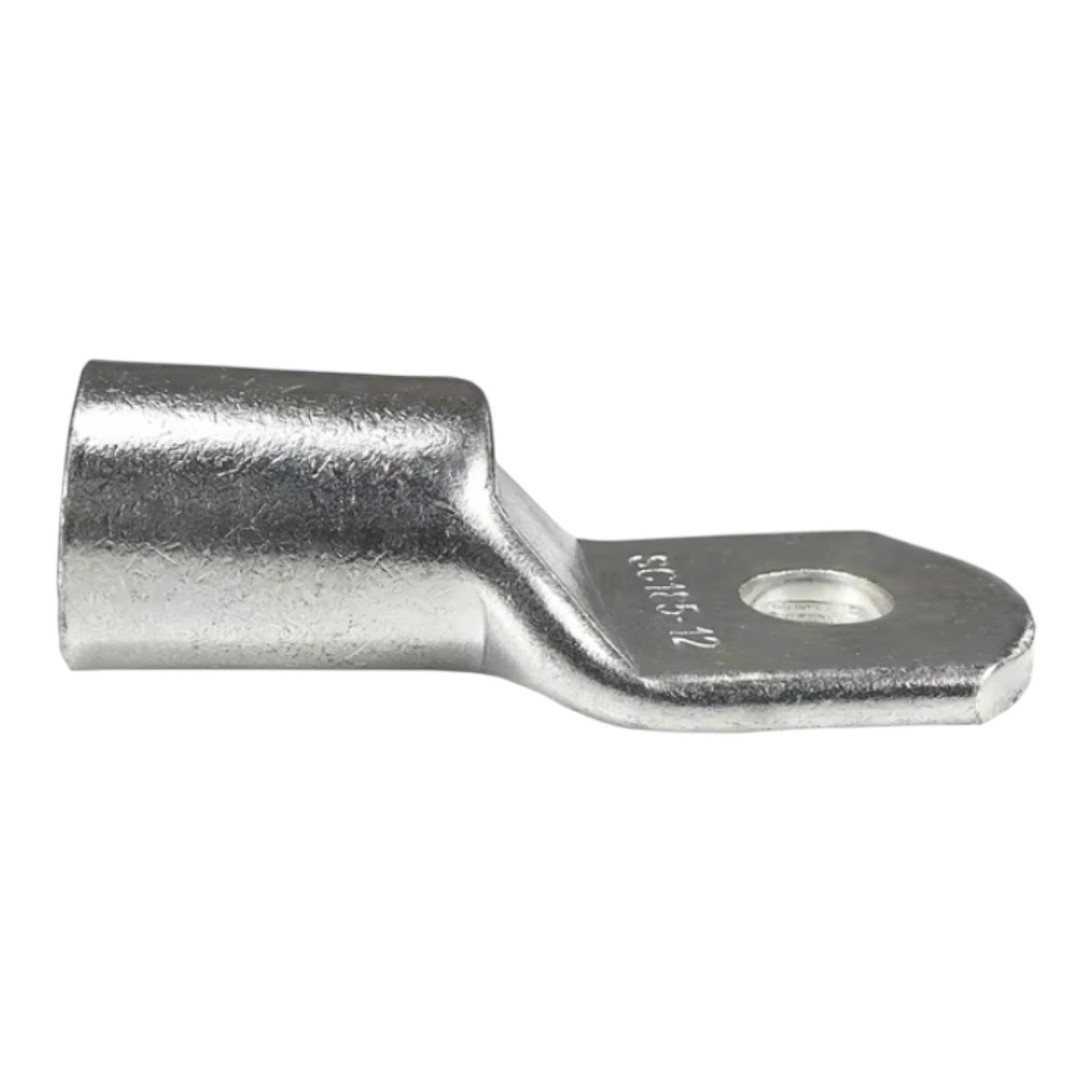 Metal terminal connector on a white background