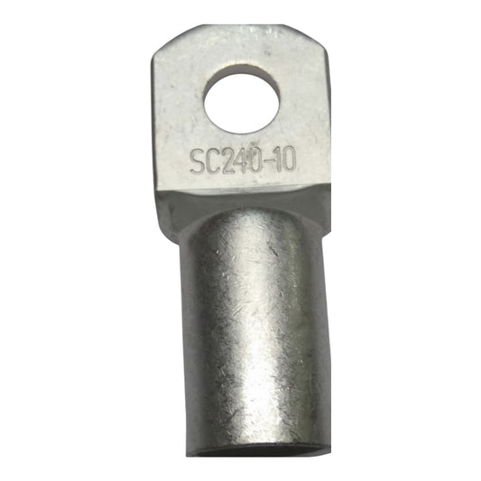 Metal electrical terminal with 'SC240-10' marking on a white background