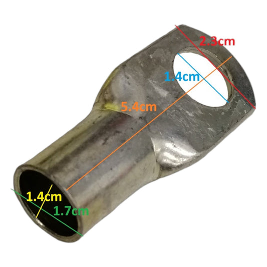 Metal terminal with dimensions marked on a white background