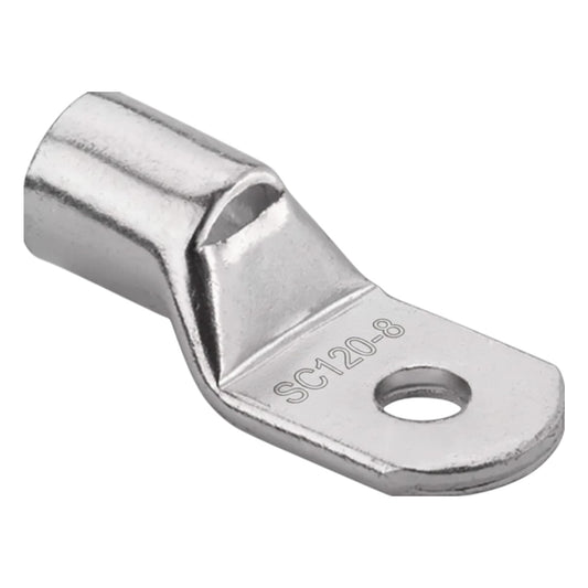Metal terminal with 'SC120-8' marking on a white background