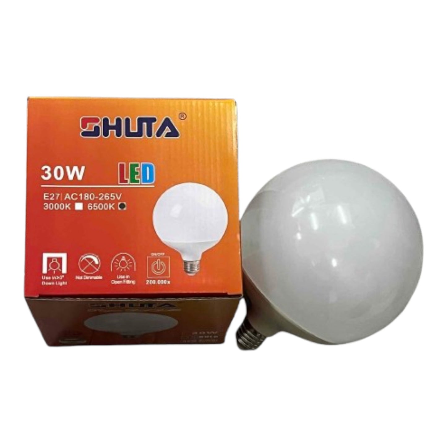 Shuta 30W Globe Bulb LED E27 180-265V AC LM 2700 Daylight 6500K STLB-6509 30W Electx Electrical SUpply