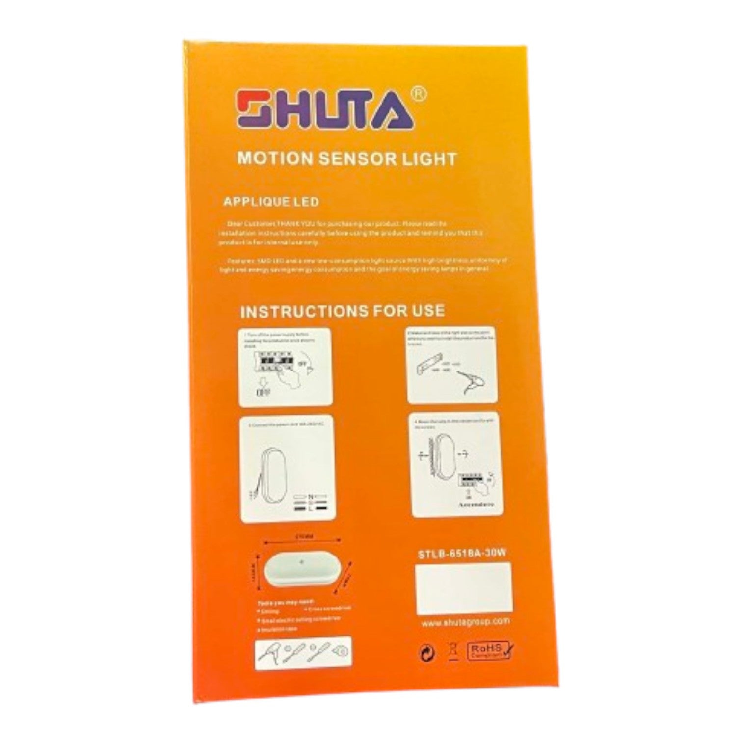 Shuta 30W Motion Sensor LED LIGHT OVAL 220V Daylight 6500K STLB-6518A 30W Electx Electrical Supply