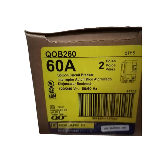Square D 60A 2Pole 10 KAIC 220V Bolt on Circuit Breaker SE-QOB260