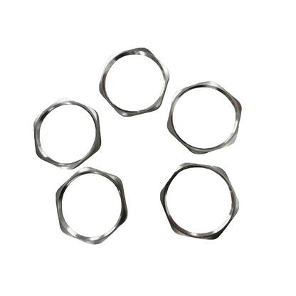 Five metallic rings of different sizes on a white background Stainless 48mm inner Thread with 5mm thickness Nut Electx Electrical Supply 10