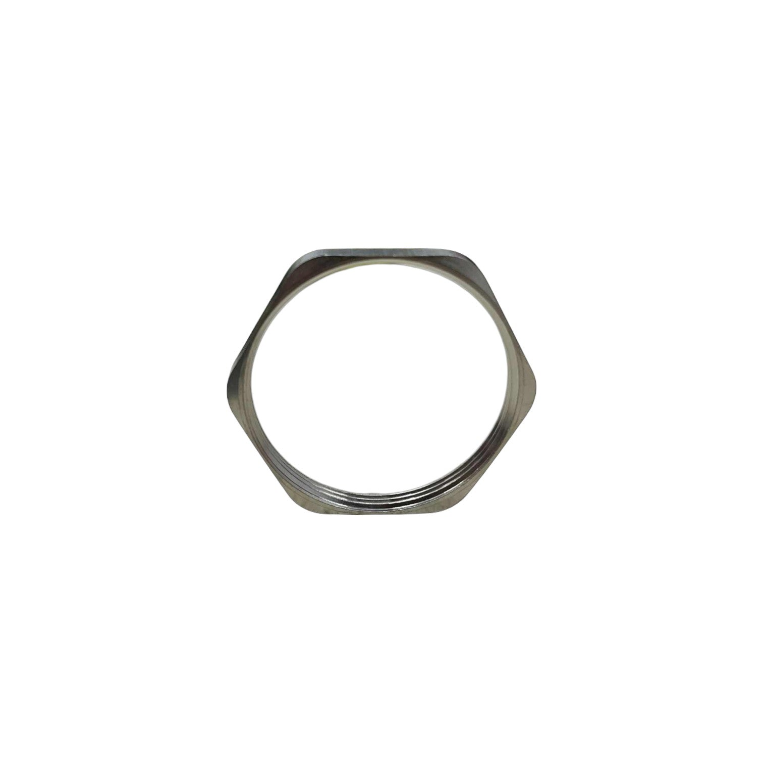 Metallic hexagonal ring on a white background Stainless Lock Nut 48mm Inner Thread 5mm Thickness