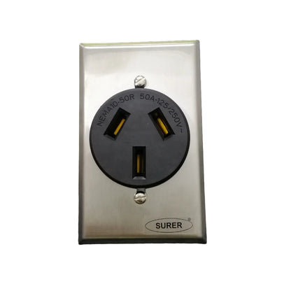 Surer 13-171 NEMA 10-50R Power Outlet, Flush Mount (50A 250V) 3P 3-Wire