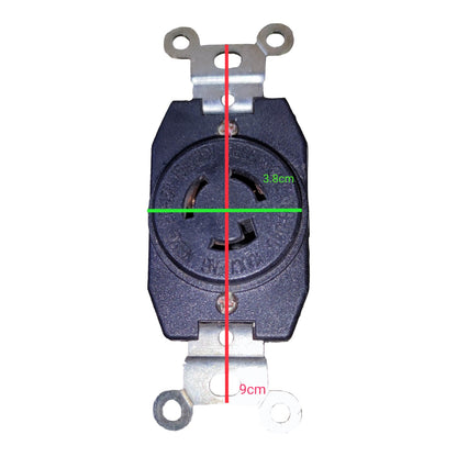 Electrical plug with measurements on a white background Surer 15A 125V Twist Lock Outlet 2P+E L5-15R 162 Twist to Lock Outlet Electx Electrical Supply