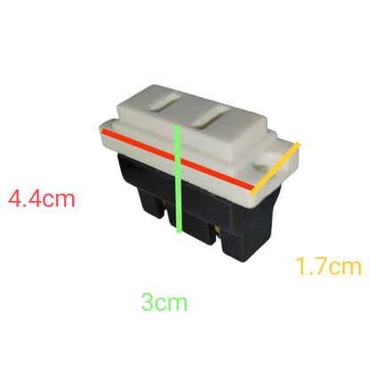 A small rectangular plastic switch or connector shown on a white background with overlaid dimension labels: 4.4cm on the left, 3cm at the bottom, 1.