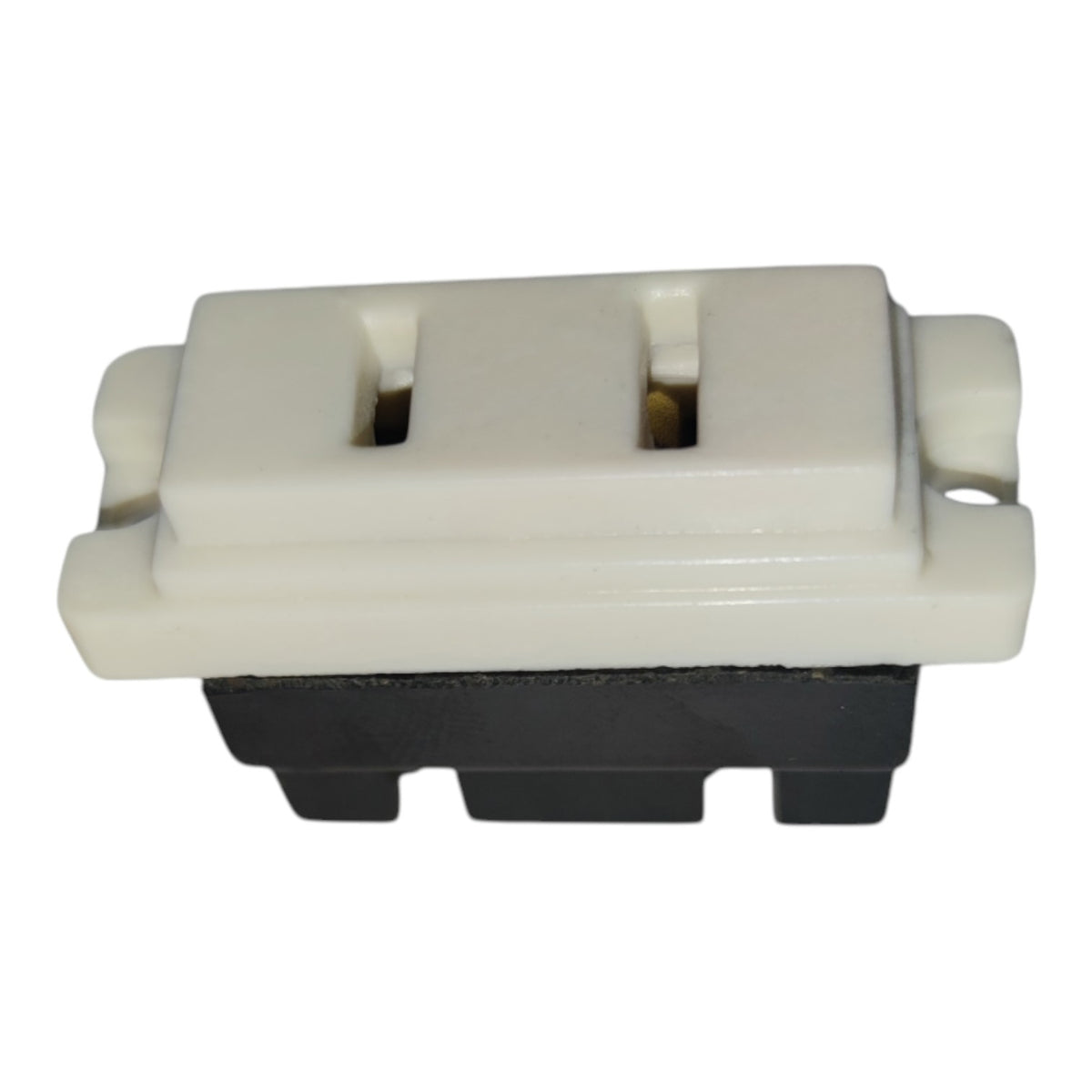 A double-gang light switch module with an off-white plastic top cover and a black plastic base, shown on a plain white background.