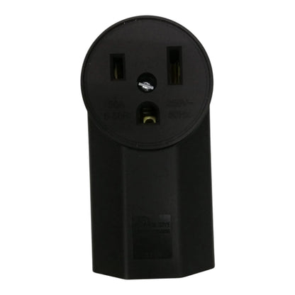 A black plastic US wall outlet adapter plug, shown from the back against a plain white background.
