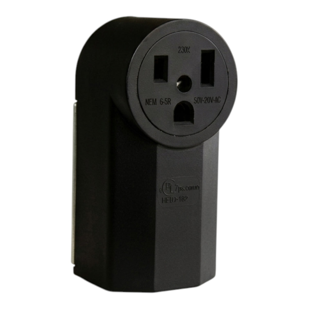 A black Zpcomm HEID-182 230V 3-pin AC wall plug adapter, shown from a three-quarter angle on a plain white background.