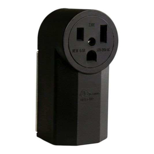 A black Zpcomm HEID-182 230V 3-pin AC wall plug adapter, shown from a three-quarter angle on a plain white background.