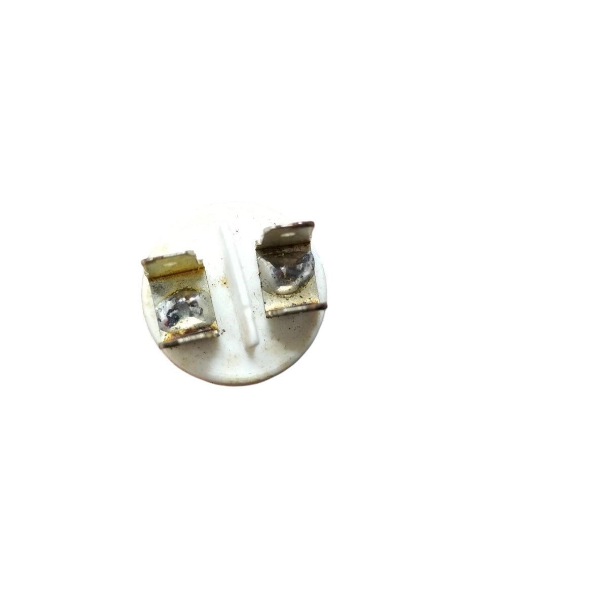 Syscap 7MFD 450Vac Run Capacitor electrical component with metal terminals on white base