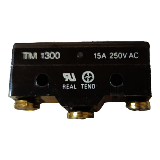 A black 15A 250V AC contactor relay with white printed text and UL certification logos, featuring gold-toned screw terminals, isolated on a white background.